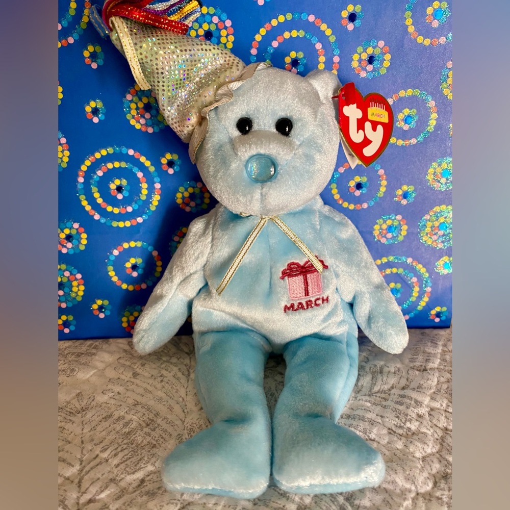 🎂 MARCH BIRTHDAY RETIRED TY BEANIE BEAR! MWMT!